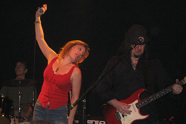 Wendy Lee with bandmate.